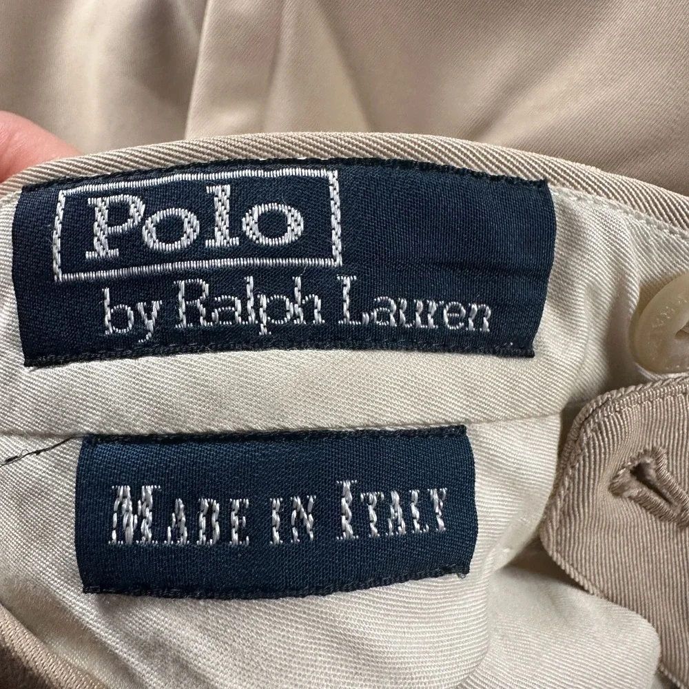 Vtg Polo Ralph Lauren Dress Pants Mens 40(38 Fit)Beige Pleated Virgin Wool Italy